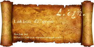 Lakics Ágnes névjegykártya