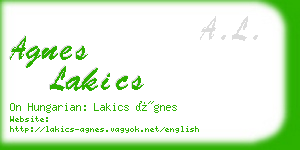 agnes lakics business card